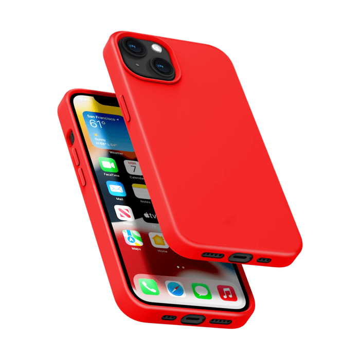 Coque de protection en silicone compatible iPhone 13 - rouge