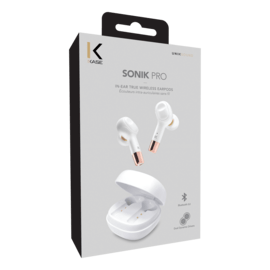 Écouteurs sans fil Sonik Pro intra-auriculaires avec boîtier de chargement, Blanc perle