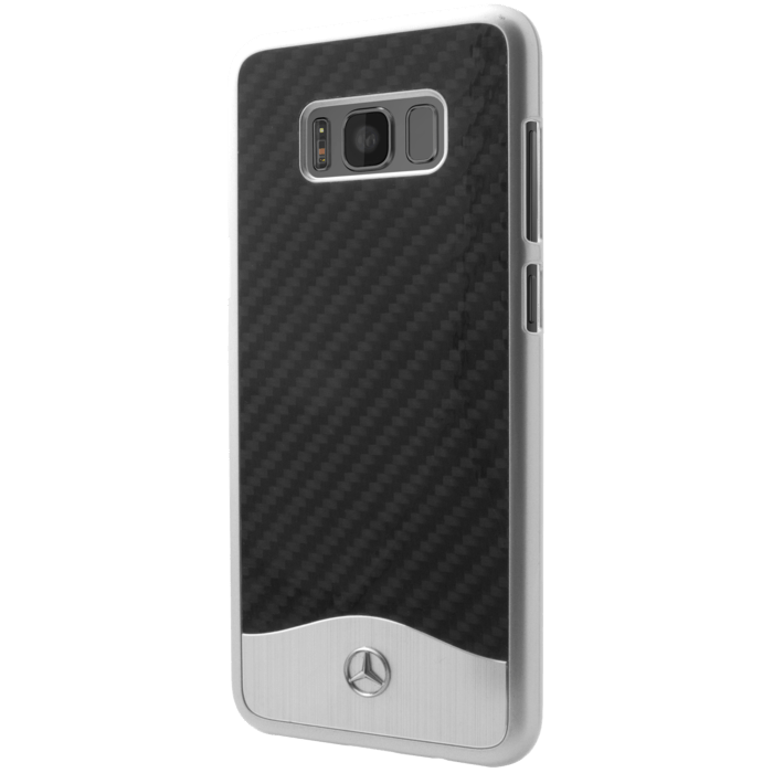 Mercedes-Benz Wave V Coque en carbone véritable et aluminium pour Samsung Galaxy S8+, Noir