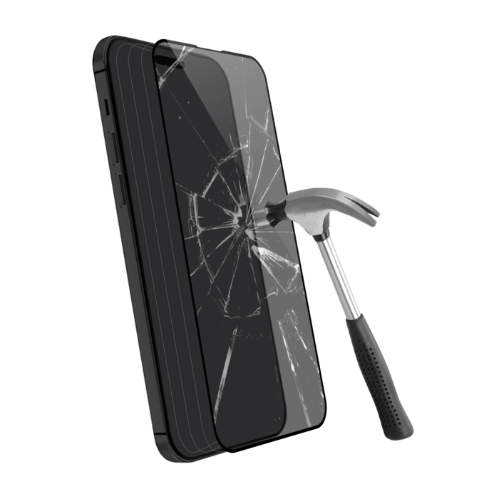 Protection d'écran pour smartphone Blueo Verre Trempé pour iPhone 12 / 12  Pro Ultra-résistant Antichoc 9H Anti-trace Noir