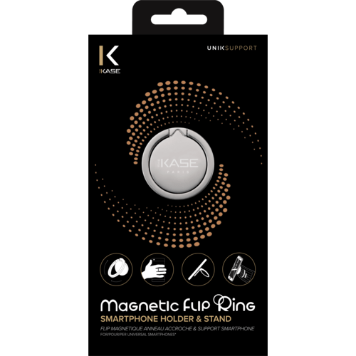 Flip magnétique anneau accroche et support smartphone The Kase Or Rose -  Support pour téléphone mobile - Achat & prix