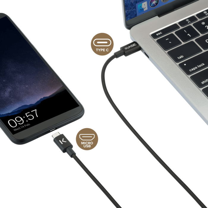 Chargeur Secteur vers USB Blanc + Cable USB 1m pour liseuses et Smartphones  avec Port Micro USB