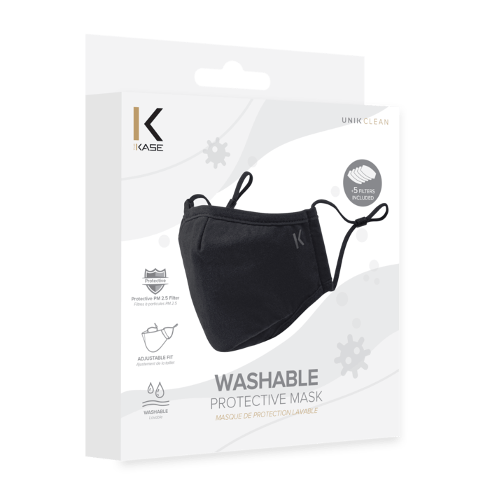 Masque de protection lavable (1 masque + 5 filtres), Noir Minuit