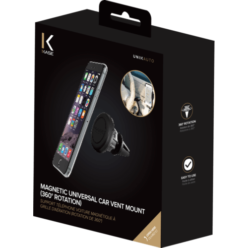 Tikawi x2 Support Téléphone Voiture Magnétique UNIVERSEL (Samsung / IPhone)  Grille Aération - Support Portable Noir