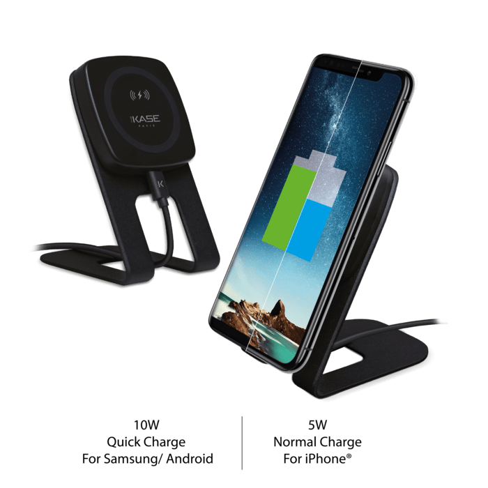 Support de recharge sans fil Qi universel magnétique (Charge rapide 10W), Noir